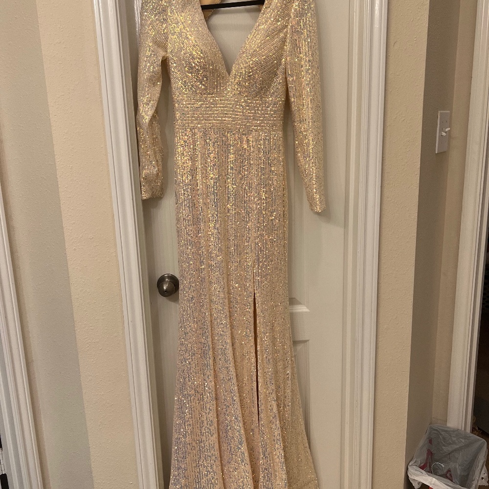 Floor length sequined ball gown